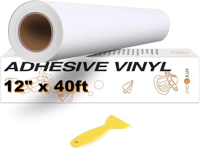 HTVRONT White Permanent Vinyl, Adhesive Vinyl Roll 12" x 40 FT by HTVRONT