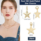 Beebeecraft 1 Box 20Pcs Star Charms Real 18K Gold Plated Five-Pointed Pentagram - Image 2