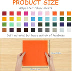 Ainiv 40pcs 6×6 inches Coloured Felt Fabric Sheets, Fabrics DIY Craftwork - Image 2