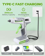 WORKPRO Full Size Cordless Hot Melt Glue Gun - 12V Rechargeable Fast Preheating - Image 4