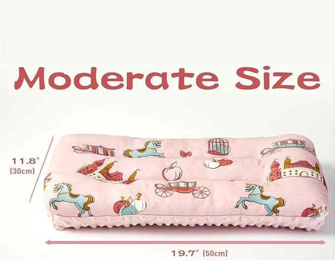 Reidio 1Pcs Toddler Pillow Double Sided Breathable Soft Cotton & Minky Dot Fabric Kids Pillow Cute Small Pillow Machine Washable (Rose)