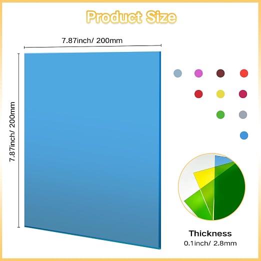 Gute 10Pk 8x8 Translucent Cast Acrylic 1/8" 10 Colors | - Image 5
