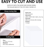FUNKAKA White HTV Heat Transfer Vinyl Bundle, 10 Sheets Sticky HTV Vinyl - Image 2