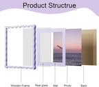 12x12 Picture Frame with Mat for 10x10, Wavy Edge Wooden Real Glass Photo Frame - Image 5