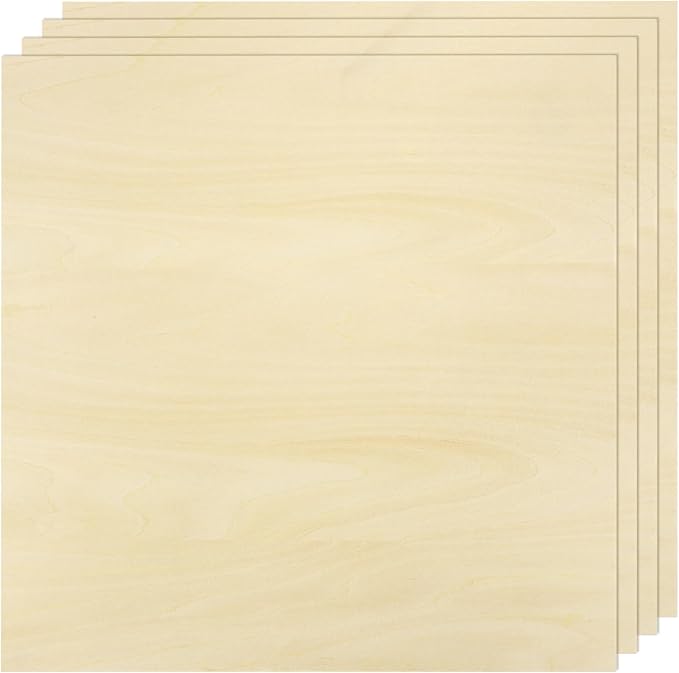 MECCANIXITY 4pcs Basswood Sheet 12" x 12" x 1/8" Unfinished Wood Plywood Boards by MECCANIXITY