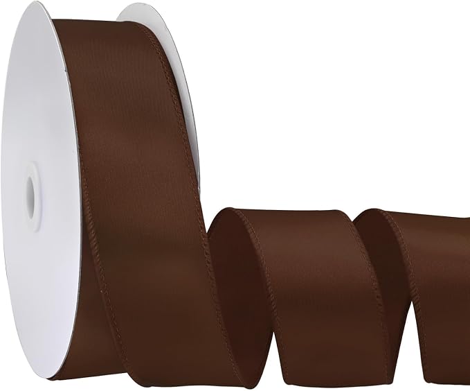 Brown 1.5 Inch Continuous 25 Yards Satin Wired Ribbon by Simplegoal