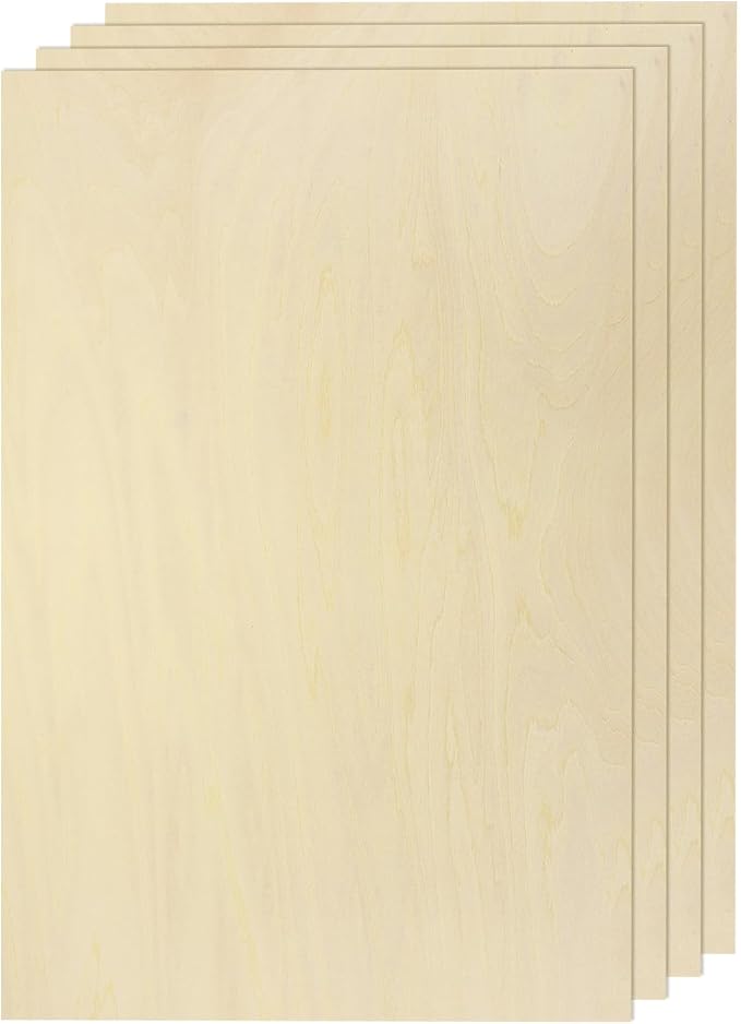 MECCANIXITY 4pcs Basswood Sheet 12" x 18" x 1/16" Thin Unfinished Wood Plywood by MECCANIXITY