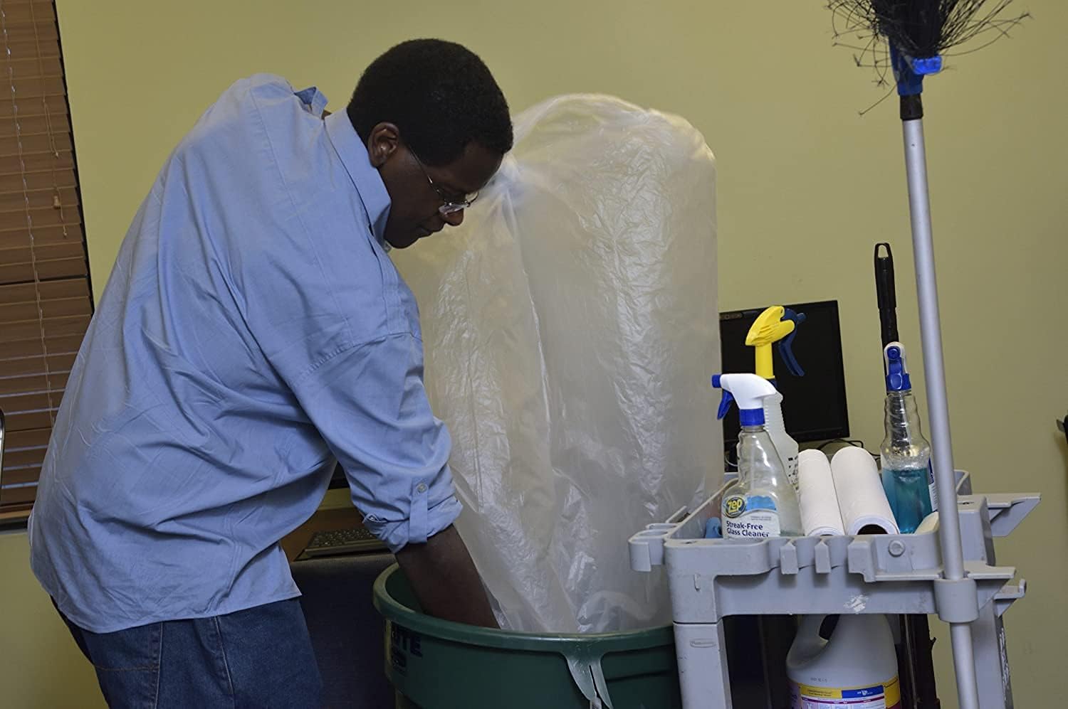 Aluf Plastics High Density Trash Bags, 55 Gallon, 200 Count, 17 Micron (eq), 36" x 60", Clear, for Bathroom, Office, Industrial, Commercial, Janitorial, Municipal, Recycling