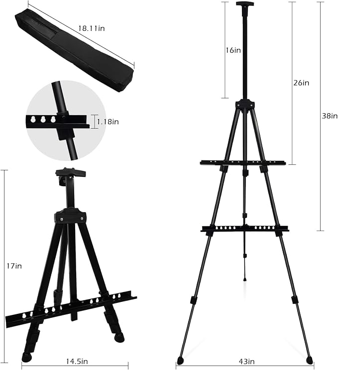 Art Painting Display Artist Easel Stand, Ns Jymb Portable Metal Adjustable - Image 6