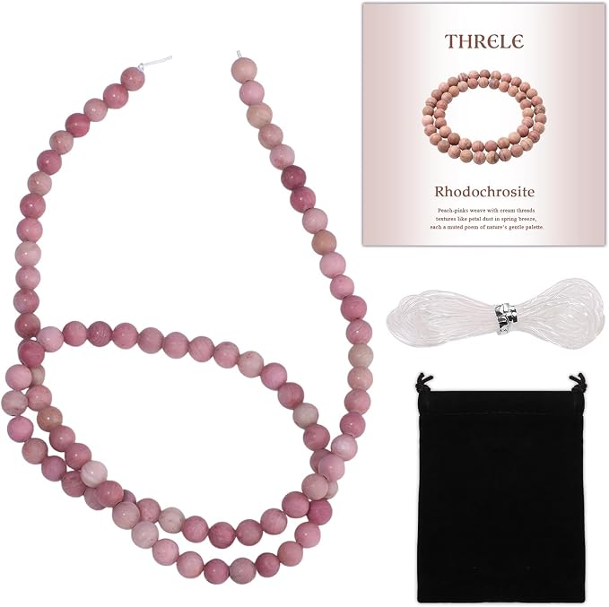 4mm Matte Pink Rhodochrosite Bead, 15-Inch Matte Round Loose Stone Beads by THRELE