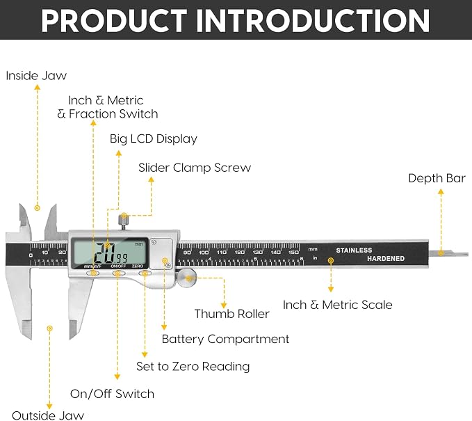 Digital Caliper Measuring Tool, 6 Inch Caliper Tool - Image 7