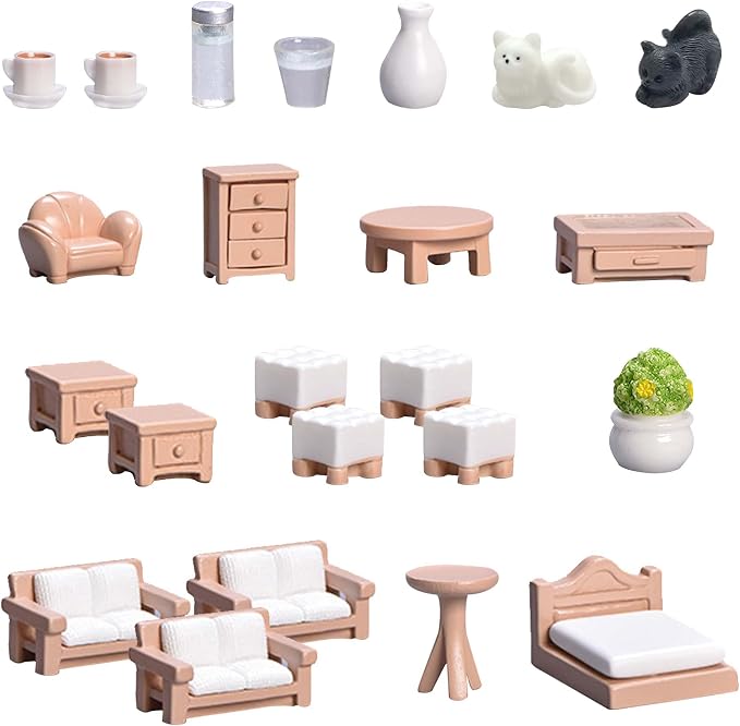 23 Pieces Dollhouse Mini Furniture Decoration Set DIY Accessories Including - Image 2