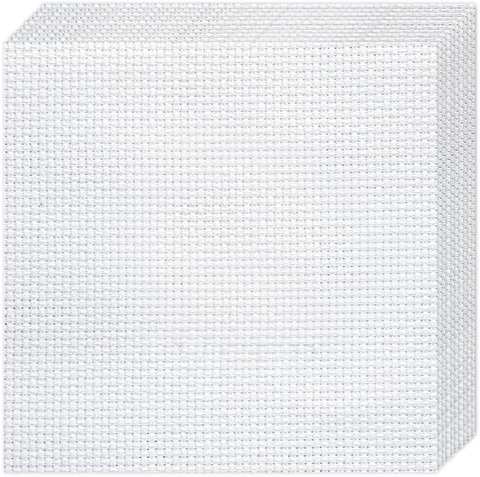10 PCS White Aida Cloth 14 Count Cross Stitch Fabric | Pre-Cut Squares Fabric by Nitelemn