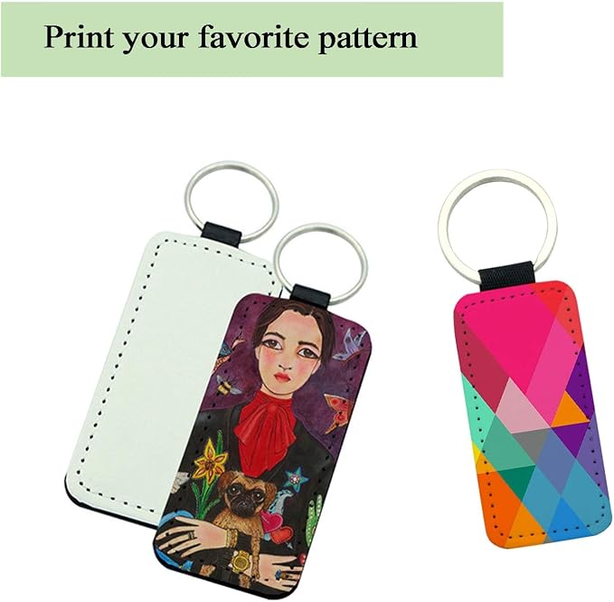 12 Pcs Sublimation Blank Keychains, PU Leather White Keychains Ornament Pendants - Image 3