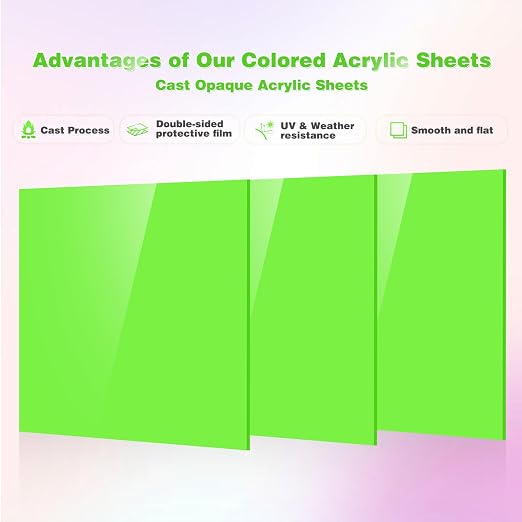 Adrattnay Light Green Acrylic Sheets 1/8" Thick, - Image 3