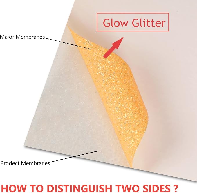 guangyintong Heat Transfer Vinyl Glow Glitter Orange Yellow HTV Rolls, Glitter - Image 2