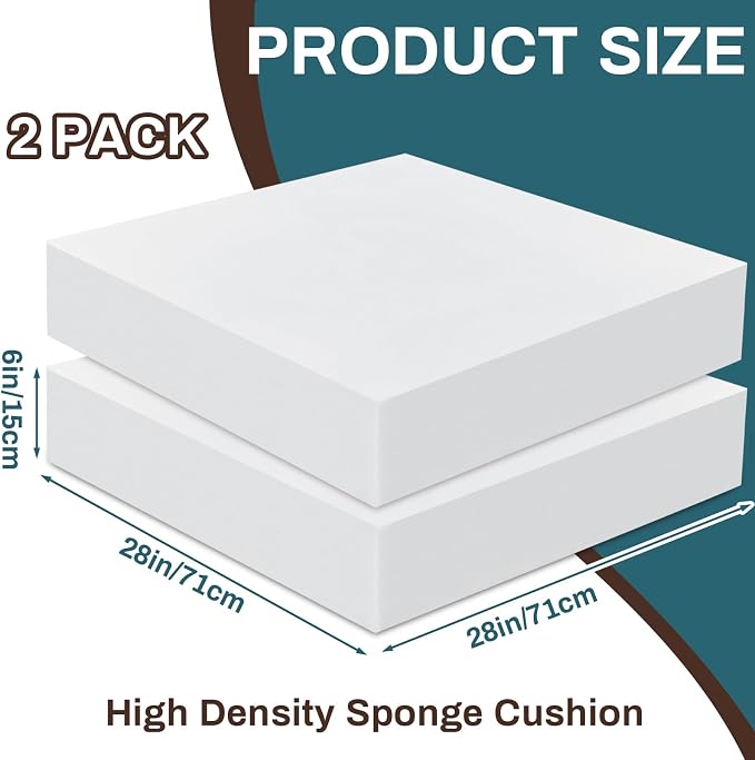Frienda 2 Pack 6" x 28" x 28"Upholstery High Density Foam Cushion Replacement - Image 2