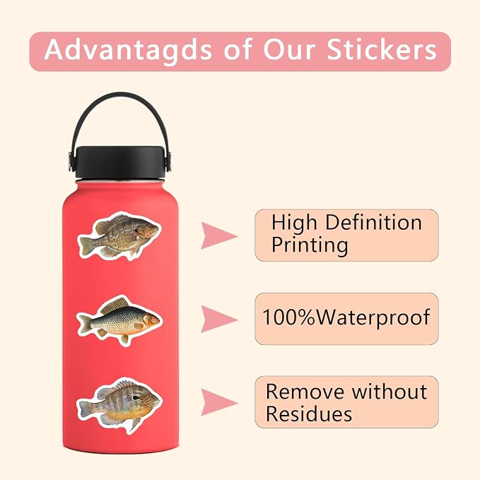 57Pcs Deep Sea Fish Stickers Waterproof Vinyl, Ocean Deepwater Fish Decals - Image 4
