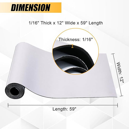 1/16" T x 12''W x 59''L Neoprene Foam Rubber Sheet - Image 2