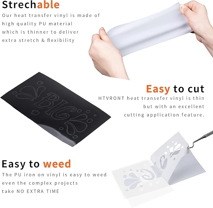 HTV Heat Transfer Vinyl: 12 White HTV Vinyl & 11 Black Heat Transfer Vinyl | 12 - Image 4