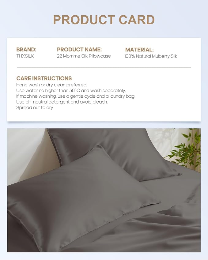 THXSILK Set of 2 100% Mulberry Silk Pillowcases - Image 8