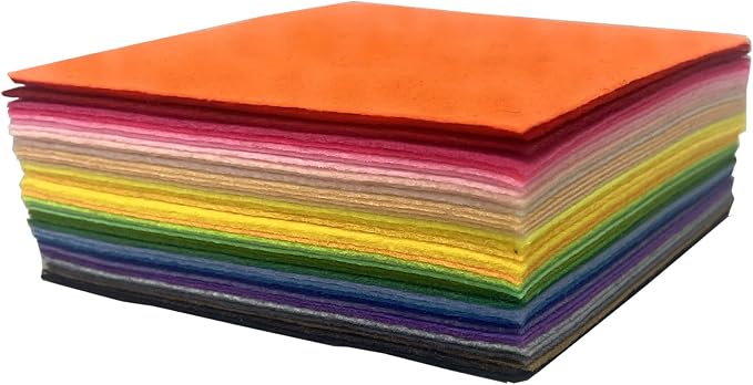 Felt Fabric Sheet 6"x6" DIY Hand Sewn Patches on Fabrics, Various Colored by MEITOLA