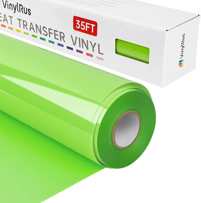 VinylRus Heat Transfer Vinyl-12” x 35FT Apple Green Iron on Vinyl Roll by VinylRus