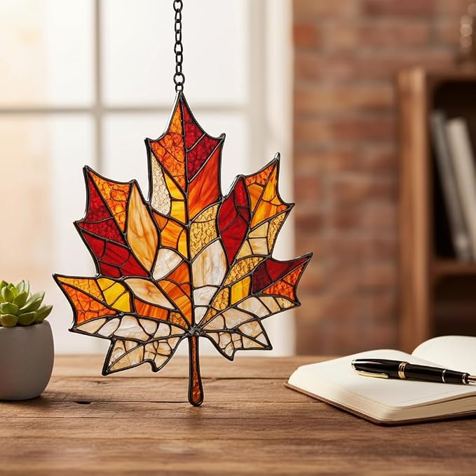 Autumn Vibrant Maple Leaf Acrylic Suncatcher - Image 2