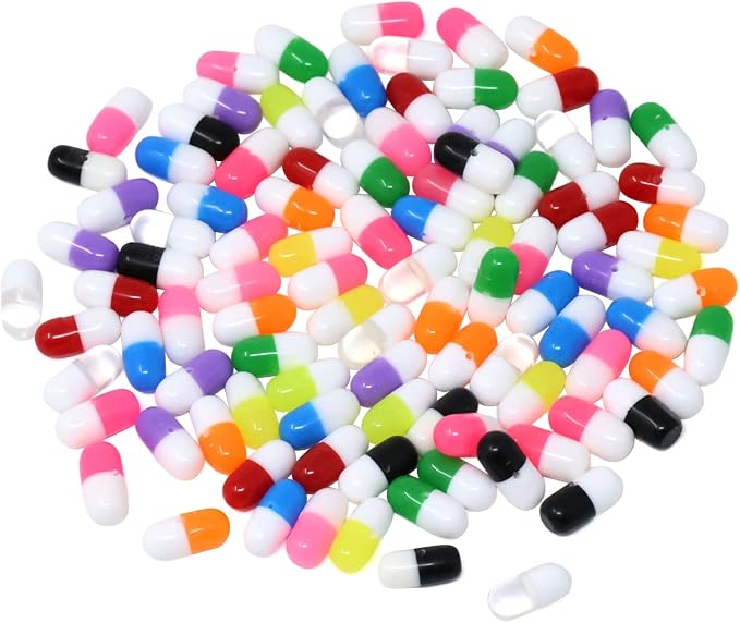 Honbay 100PCS Resin Craft Loose Beads Tiny Capsule Shaped Beads Pill Charms Bead by Unknown