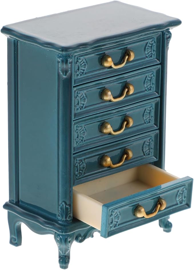 Toyvian Dollhouse Cabinet 1:24 Scale, Miniature Wooden 5-Drawer Dresser Storage by Toyvian