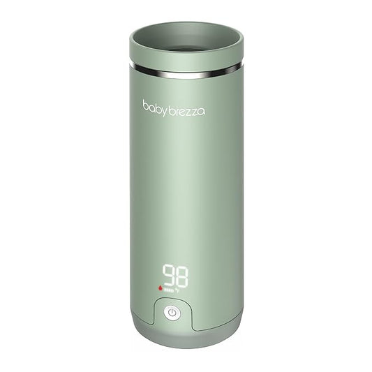 Baby Brezza Portable Warmer – 67% Faster Baby Bottle Warming - Travel Breastmilk and Formula Warmer - Safe, Even Heating - Up to 9oz - No Adapters, Green