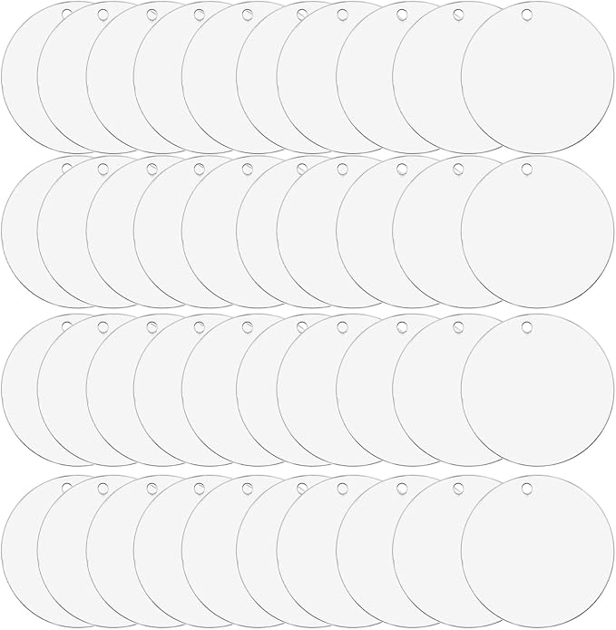 Zorfeter Clear Acrylic Blanks, 3 Inch Round, 40 Pack | Circle Ornament Blanks by Zorfeter