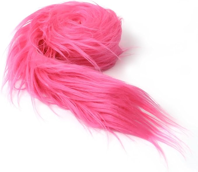 Shaggy Plush Faux Fur Fabric Precut Strips Rose Red Fur Fluffy Fuzzy Craft Fur by Unknown