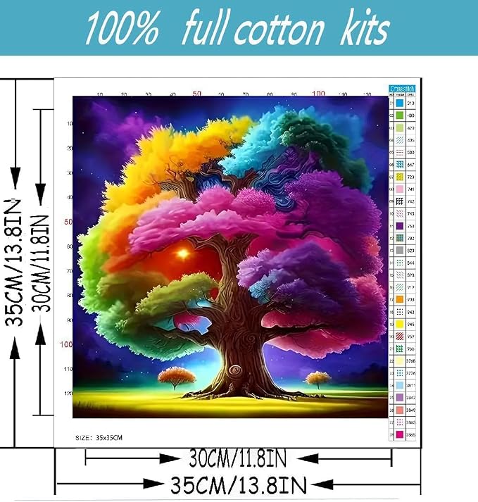 Colorful Tree Stamped Cross Stitch Kits - Image 2