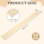 MECCANIXITY 10Pcs Wood Strips Slats, 5/64" x 1‑5/8" x 16" Thin Wood Sticks Flat - Image 2