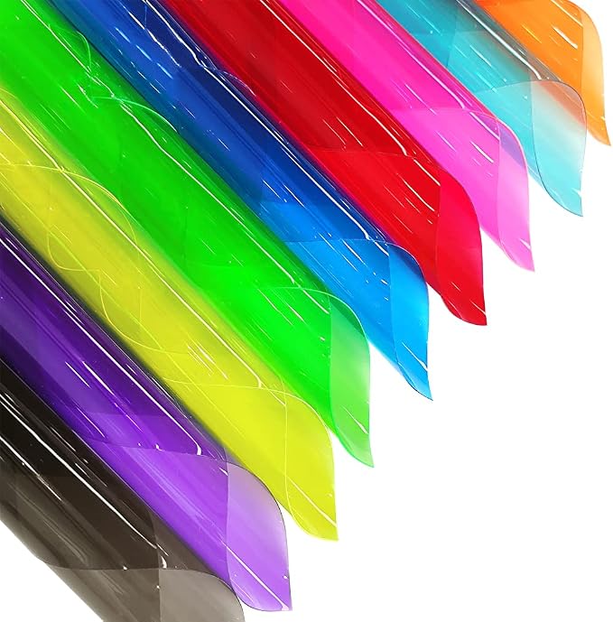 XHT 9 Pcs Clear PVC Vinyl, 21cmx30cm Fluorescent Solid Color Transparent - Image 2