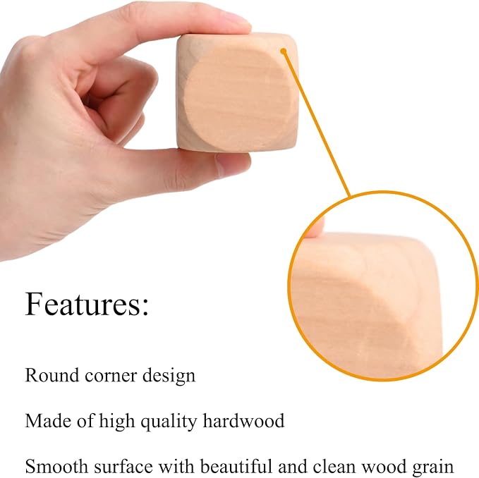 Blank Wood Dice 1-1/2 inch 40PCS Unfinished Square Blocks 40mm Small Wooden - Image 5