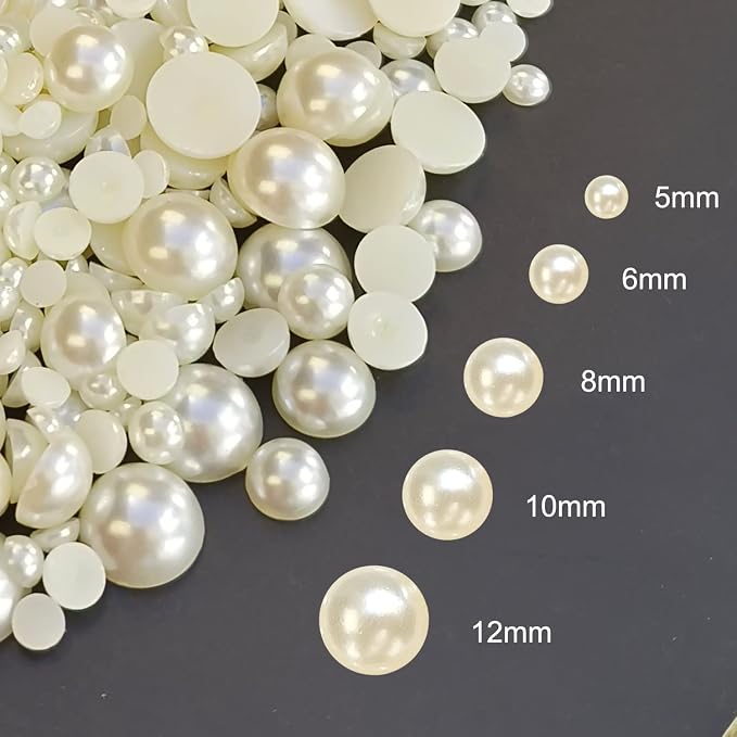 Flatback Pearls Beads for Crafts, Half Pearl Beads for Crafting - Image 2