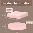 10 Pcs Rubber Stamp Carving Blocks Pink Soft Linoleum Blocks Round 2x2in and - Image 2