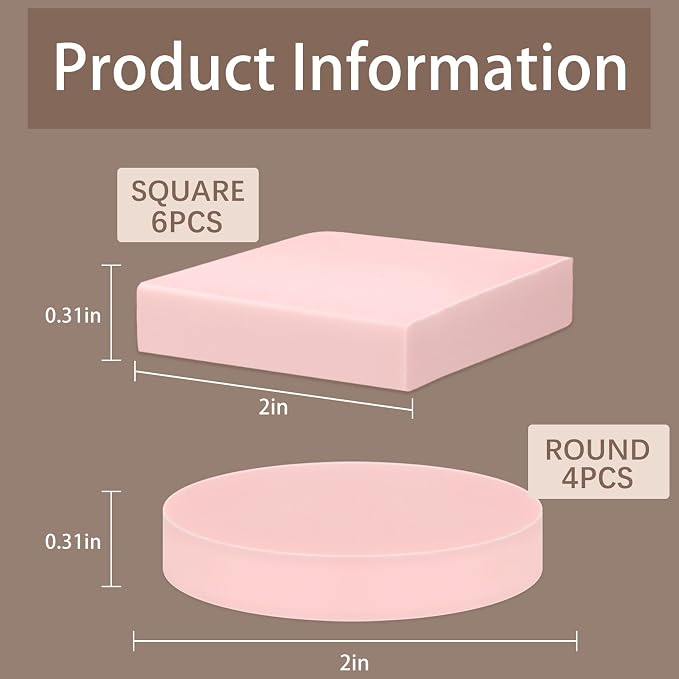 10 Pcs Rubber Stamp Carving Blocks Pink Soft Linoleum Blocks Round 2x2in and - Image 2