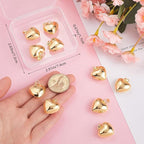 Beebeecraft 1 Box 10Pcs Heart Charm 18K Gold Plated Brass Large Puffy Love - Image 3