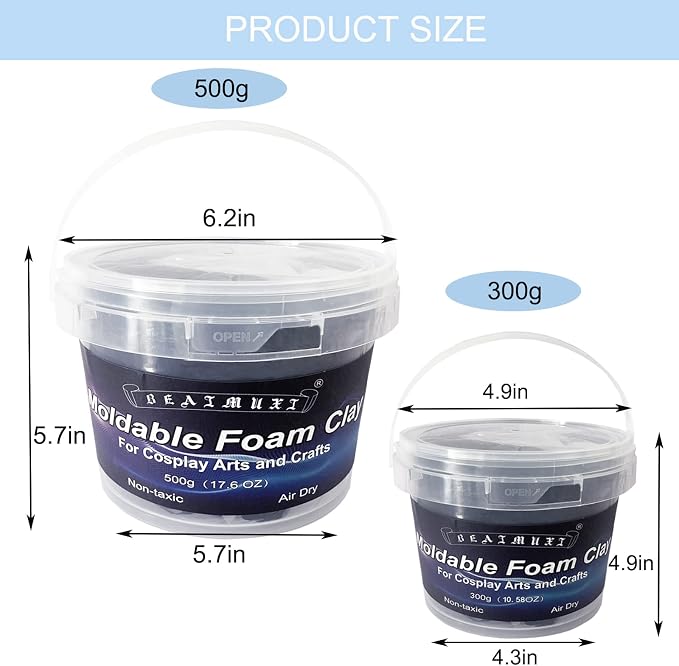 Foam Clay Cosplay Moldable Air Dry Foam Clay Craft 500g Black Lightweight - Image 7