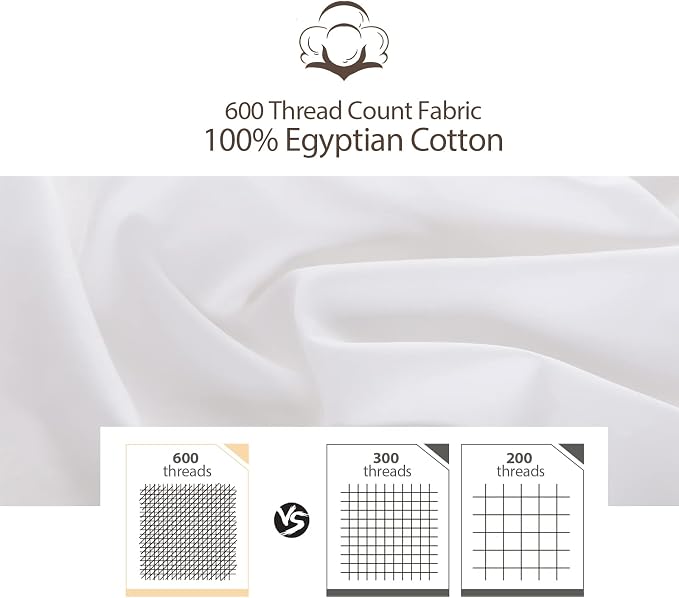 Twin XL Size Fitted Sheet Only White, 100% Egyptian Cotton 600 Thread Count - Image 8