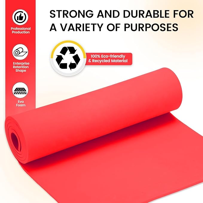 Do²ping Red Eva Foam Sheets Roll, 3mm EVA Craft Foam 49''x13.5'' High Density - Image 4