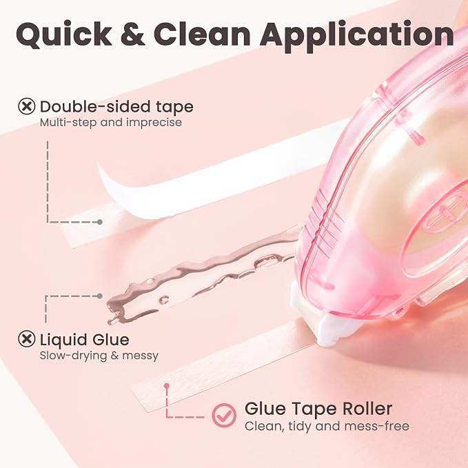 Sooez Extra Long Glue Tape for Scrapbooking, Adhesive Scrapbook Glue Runner for - Image 4