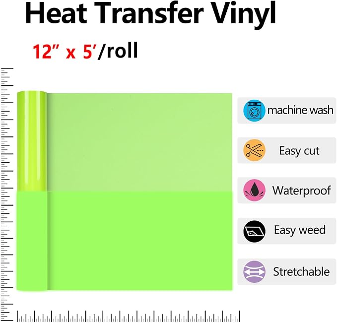 HTVVETUR Glow in The Dark HTV Heat Transfer Vinyl Roll 12 Inch by 5 Feet Iron - Image 3