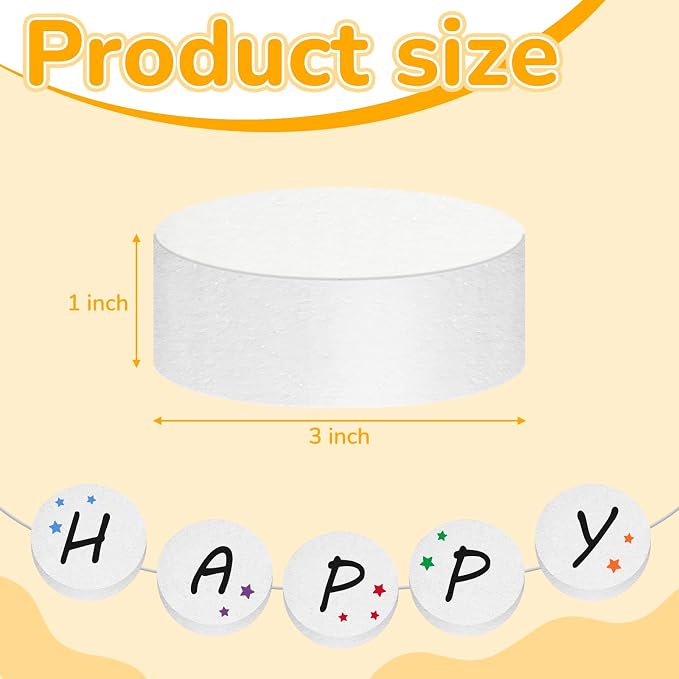 Henoyso 36 Pcs 3 x 3 x 1 Inch Foam Circles, Polystyrene Round Foam Discs - Image 2