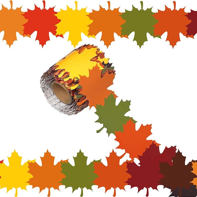 69 Ft Fall Bulletin Board Decorations Maple Leaves Shape Die-Cut Bulletin Board by WUYUEJXI
