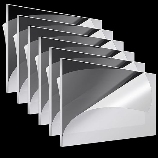 Roowest 6 Pcs 29 x 59 Inch, 1 mm Thick Clear Acrylic Sheets Plastic Transparent by Roowest