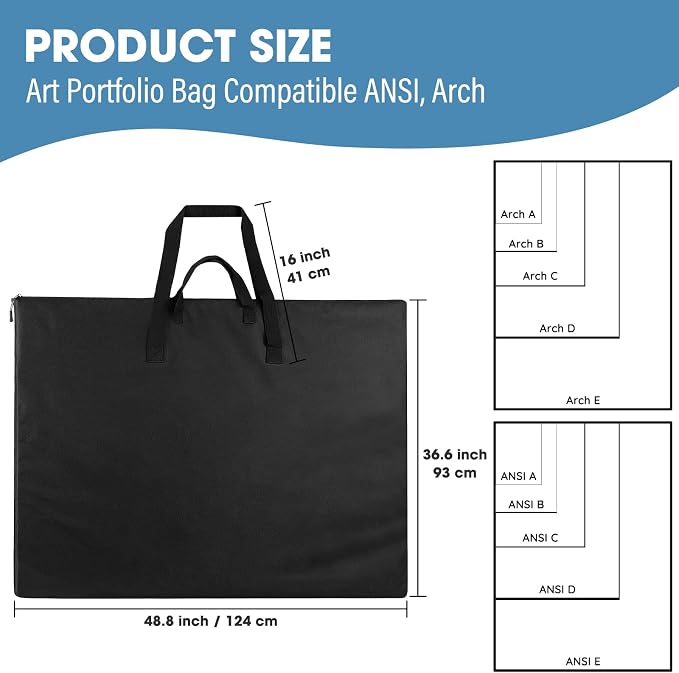 ZKOO Light Weight Art Portfolio Bag, 36 x 48 Extra Large Art Portfolio Case - Image 2